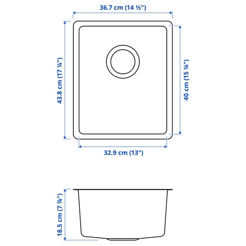 Illustration with measurements for the product: VRESJÖN.