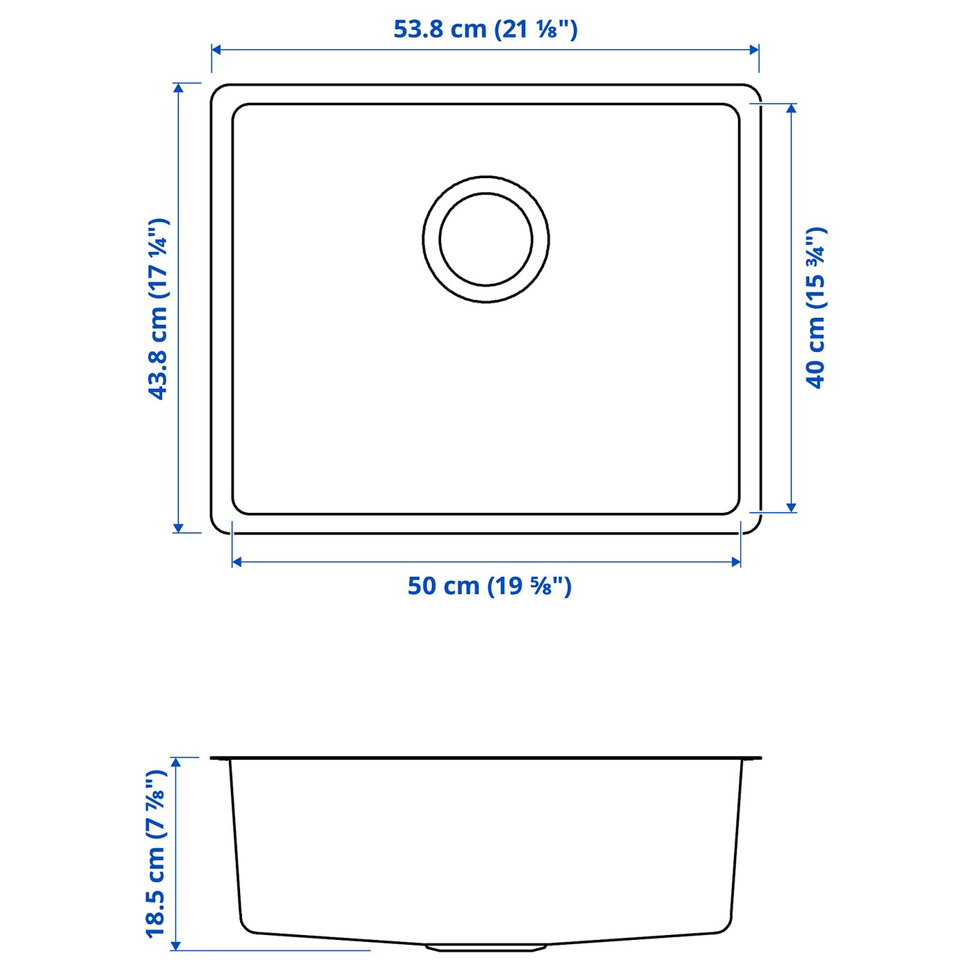 VRESJÖN sink, stainless steel, 211/8x171/4