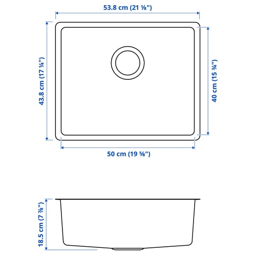 Illustration with measurements for the product: VRESJÖN.