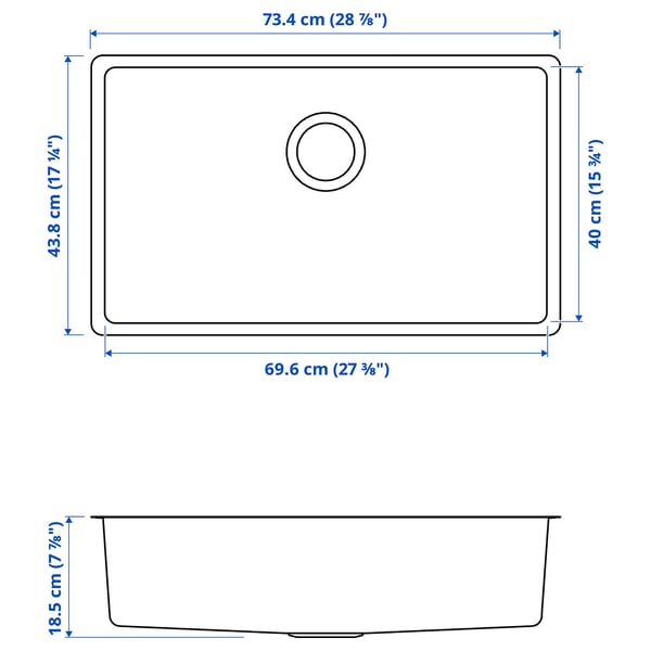 VRESJÖN Sink, stainless steel, 283/4x173/8 - IKEA