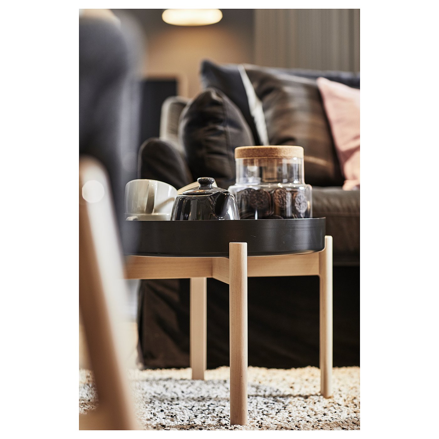 YPPERLIG Coffee table, dark gray, birch IKEA