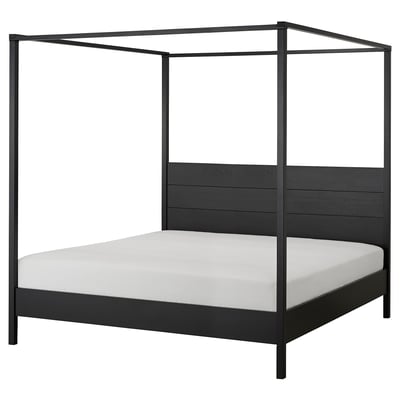 YTTERVÅG Four-poster bed frame, black/Lönset, King