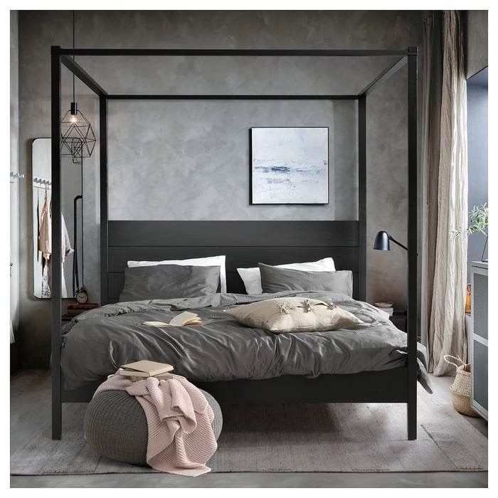 YTTERVÅG fourposter bed frame, black, King IKEA