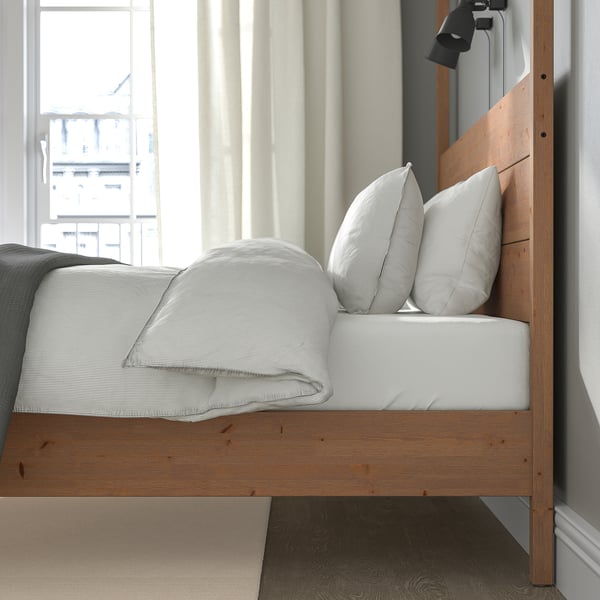YTTERVÅG Fourposter bed frame, brown/Lönset, Queen IKEA