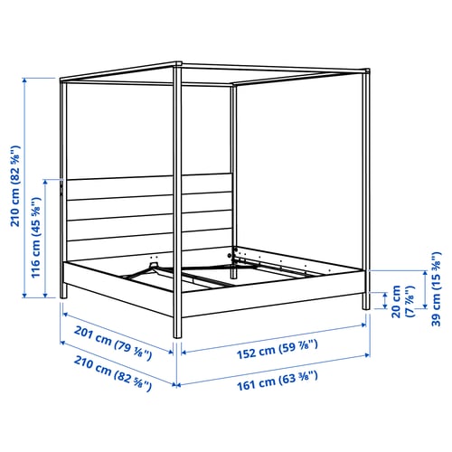 YTTERVÅG fourposter bed frame, graybrown, Queen IKEA