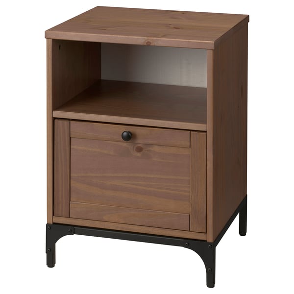 YTTERVÅG Nightstand, gray-brown, 18 1/2x16 1/8 "
