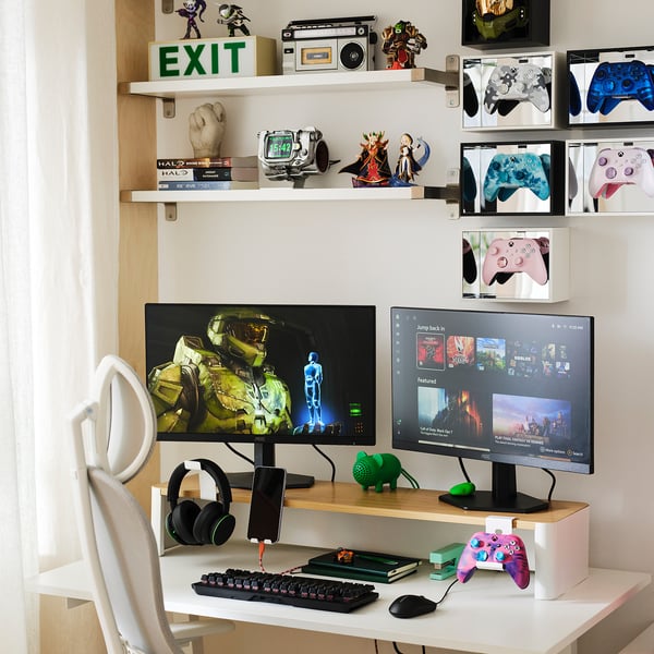 YXSTABY Gaming monitor stand, white, 38 5/8x10 5/8x6 1/4 "