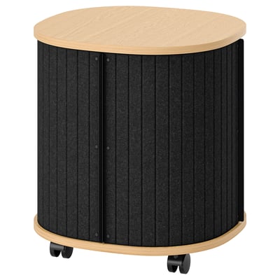 YXSTABY Gaming side table on castors, oak veneer/gray