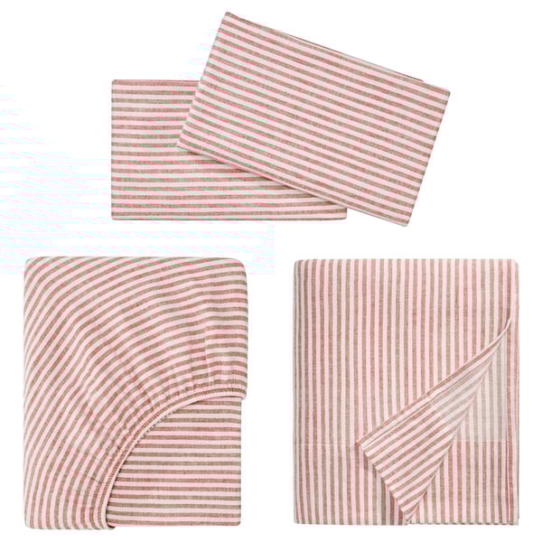 ÄNGSDVÄRGMAL Juego de sábanas, beige claro/rojo, Tamaño King