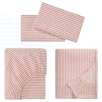ÄNGSDVÄRGMAL Juego de sábanas, beige claro/rojo, Tamaño queen