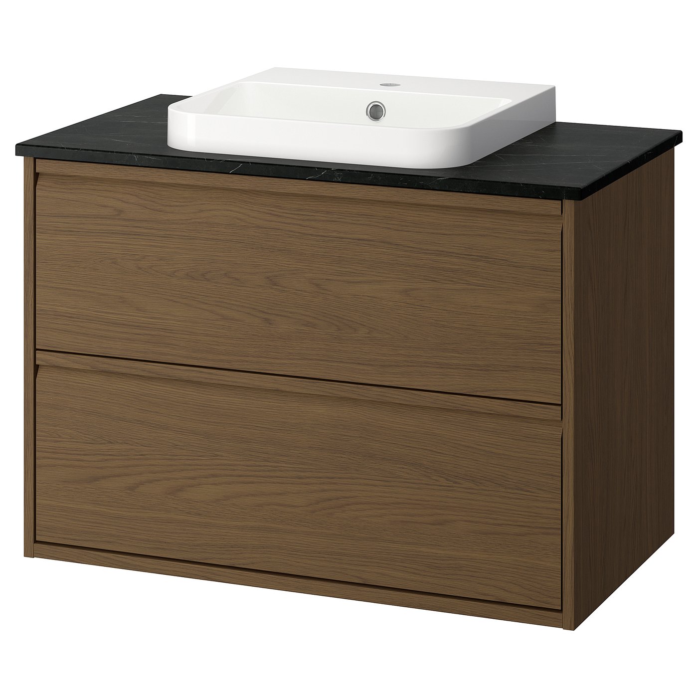 ÄNGSJÖN / BACKSJÖN Tocador de baño+cajones, marrón efecto de roble/negro efecto de mármol, 37x21 1/2x28 1/4 "