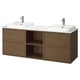 Opción: ÄNGSJÖN / BACKSJÖN Tocador de baño doble+grifo, marrón efecto de roble/blanco efecto de mármol, 67x21 1/2x28 1/4 "