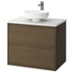ÄNGSJÖN / LERSJÖN Tocador de baño+lavamanos+grifo, marrón efecto de roble/blanco efecto de mármol, 31x21 1/2x31 3/8 "