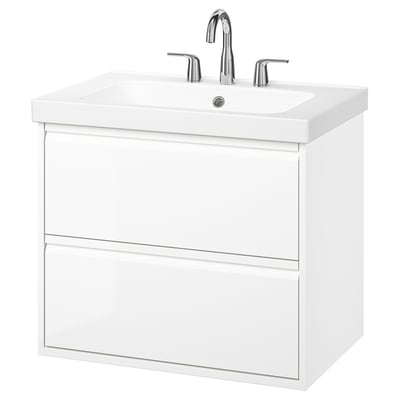 ÄNGSJÖN / ORRSJÖN Tocador de baño+lavamanos+grifo, alto brillo blanco, 31x21x27 5/8 "
