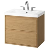 ÄNGSJÖN / ORRSJÖN Tocador de baño+lavamanos+grifo, efecto de roble, 31x21x27 5/8 "