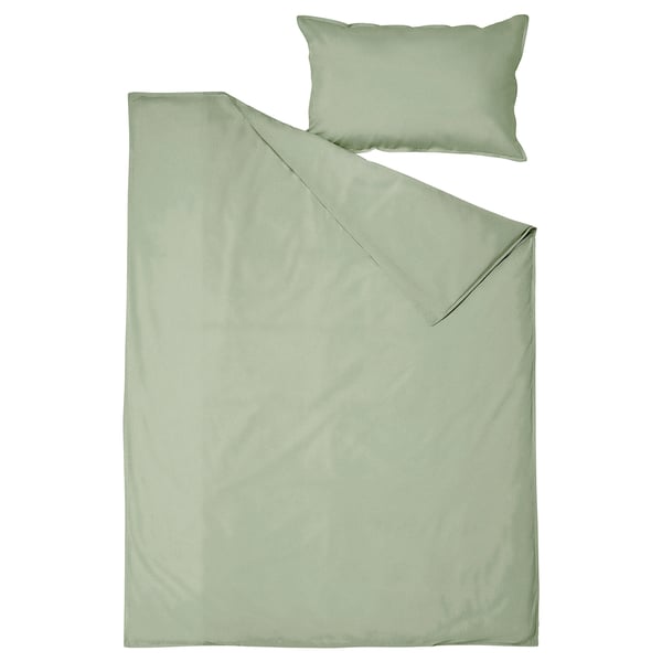 ÄNGSLILJA Funda nórdica+funda(s) de almohada, gris-verde, Tamaño twin