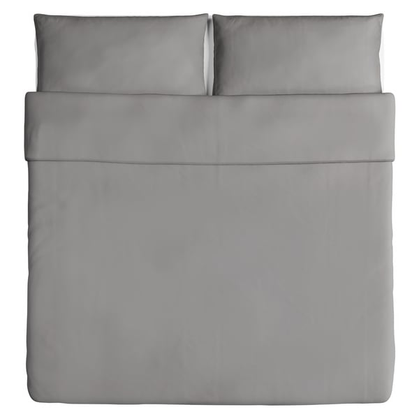 ÄNGSLILJA Funda nórdica+funda(s) de almohada, gris, Tamaño King