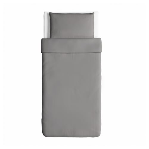 ÄNGSLILJA Funda nórdica+funda(s) de almohada, gris, Tamaño twin