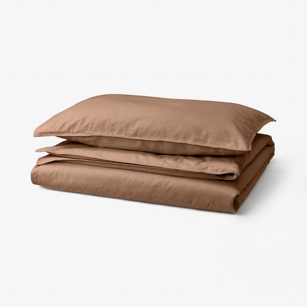ÄNGSLILJA Funda nórdica+funda(s) de almohada, marrón claro, Tamaño twin