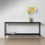 ÄSPERÖD Consola, negro/vidrio negro, 55 1/8x15 3/4x25 5/8 "