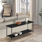 ÄSPERÖD Consola, negro/vidrio negro, 55 1/8x15 3/4x25 5/8 "