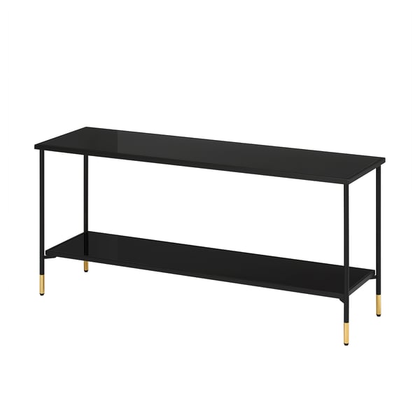 ÄSPERÖD Consola, negro/vidrio negro, 55 1/8x15 3/4x25 5/8 "