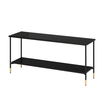 ÄSPERÖD Consola, negro/vidrio negro, 55 1/8x15 3/4x25 5/8 "