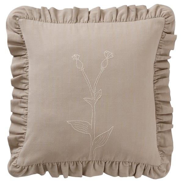 ÅKERNEJLIKA Funda para cojín, beige/bordado, 20x20 "