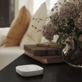 AKTERSKARP Abanico techo+luz LED, regulable/efecto madera gris oscuro