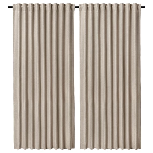 ANNAKAJSA Cortinas opacas, 1 par, beige/+cinta de fruncir, 57x84 "