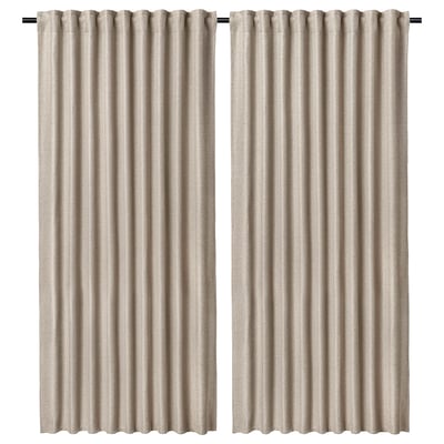 ANNAKAJSA Cortinas opacas, 1 par, beige/+cinta de fruncir, 57x84 "