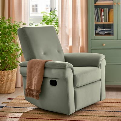 ARNÄSVALL Sillón reclinable+giratorio, Hakebo gris-verde