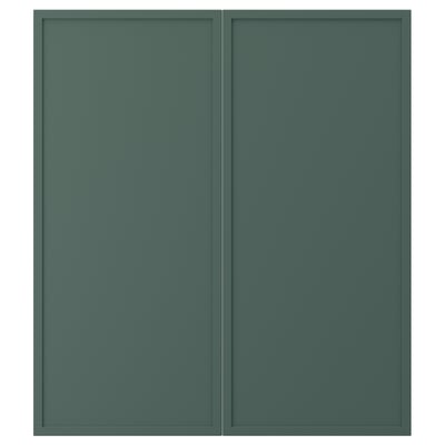 ASPUDDEN Puerta gabinete bajo esquina, 2pz, gris verdoso oscuro, 13x30 "