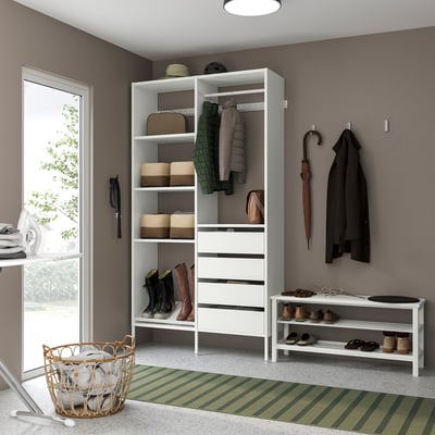 AURDAL Combinación de armario, blanco, 49 1/4x15 3/4x87 "