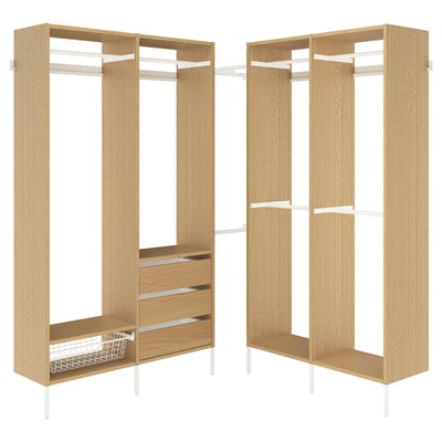 AURDAL Combinación de armario, chapa de roble/blanco, 70 7/8-83 7/8x15 3/4x87 "