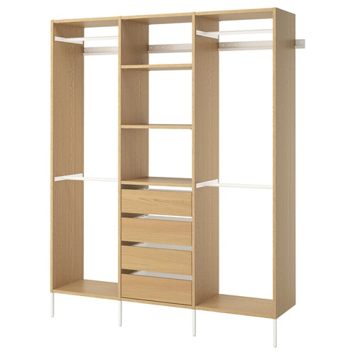 AURDAL Combinación de armario, chapa de roble/blanco, 74 3/4x15 3/4x87 "
