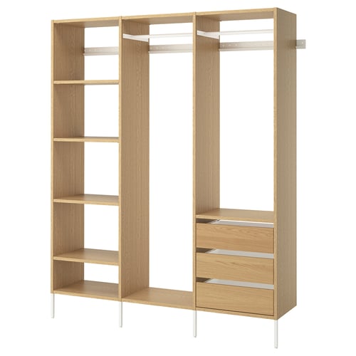 AURDAL Combinación de armario, chapa de roble/blanco, 74 3/4x15 3/4x87 "