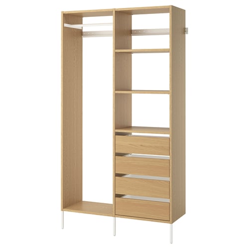 AURDAL Combinación de armario, chapa de roble/blanco, 49 1/4x15 3/4x87 "
