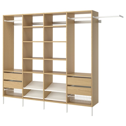 AURDAL Combinación de armario, chapa de roble/blanco, 118 7/8-132 7/8x15 3/4x87 "