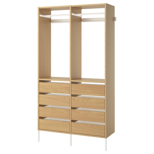 AURDAL Combinación de armario, chapa de roble/blanco, 49 1/4x15 3/4x87 "