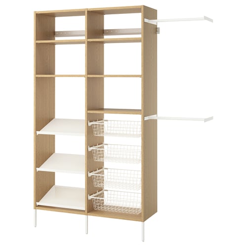 AURDAL Combinación de armario, chapa de roble/blanco, 70 5/8-83 5/8x15 3/4x87 "
