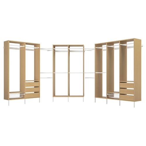 AURDAL Combinación de armario, chapa de roble/blanco, 70 7/8-118 1/8x15 3/4x87 "