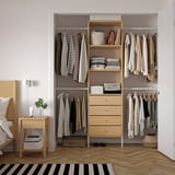 AURDAL Combinación de armario, chapa de roble/blanco, 68 1/2-94 1/2x15 3/4x87 "