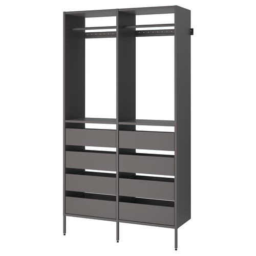 AURDAL Combinación de armario, gris oscuro, 49 1/4x15 3/4x87 "