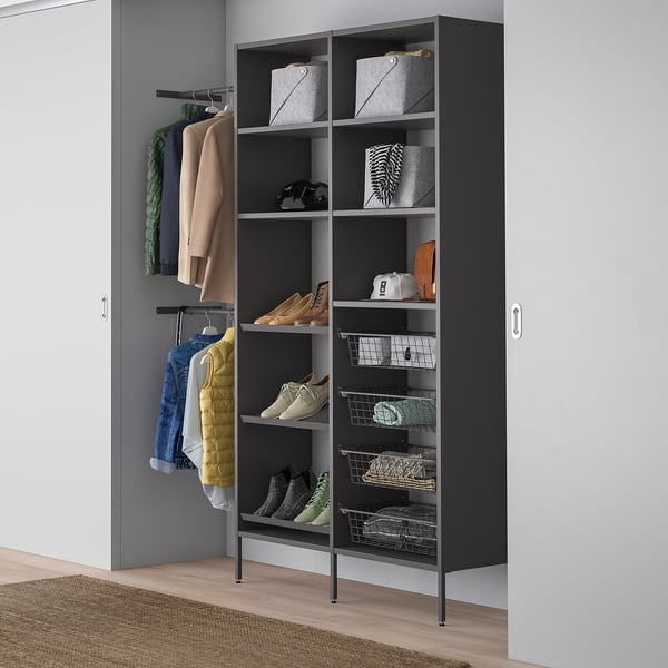 AURDAL Combinación de armario, gris oscuro, 70 5/8-83 5/8x15 3/4x87 "