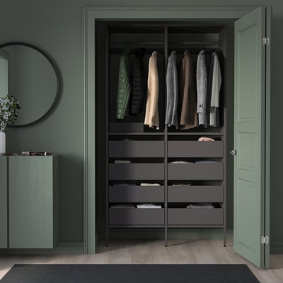AURDAL Combinación de armario, gris oscuro, 49 1/4x15 3/4x87 "