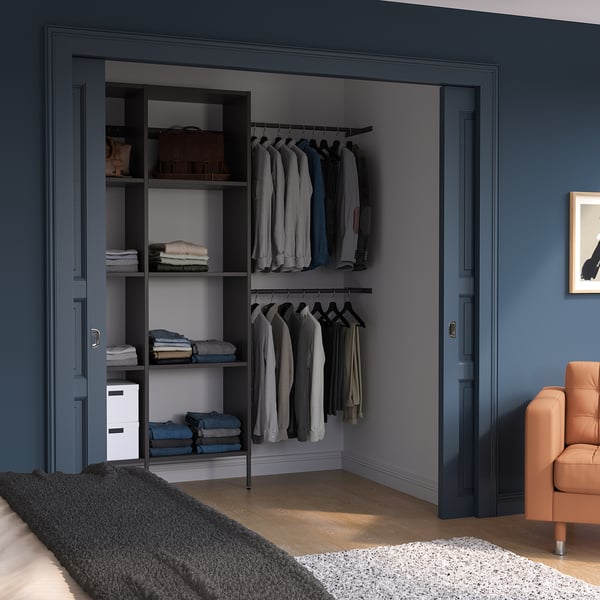 AURDAL Combinación de armario, gris oscuro, 70 5/8-83 5/8x15 3/4x87 "