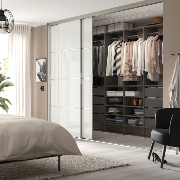 AURDAL Combinación de armario, gris oscuro, 98 3/8x15 3/4x87 "