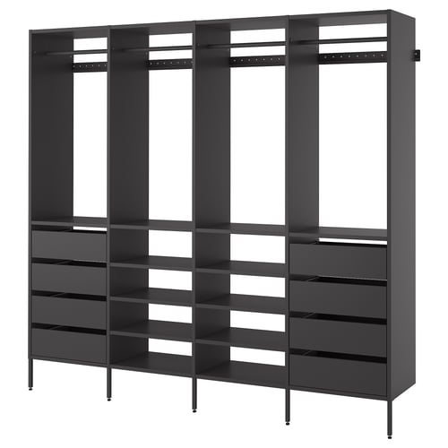 AURDAL Combinación de armario, gris oscuro, 98 3/8x15 3/4x87 "