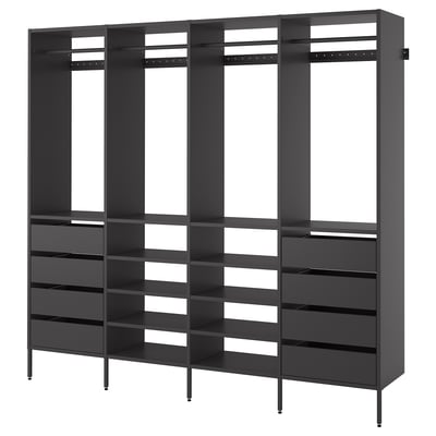 AURDAL Combinación de armario, gris oscuro, 98 3/8x15 3/4x87 "